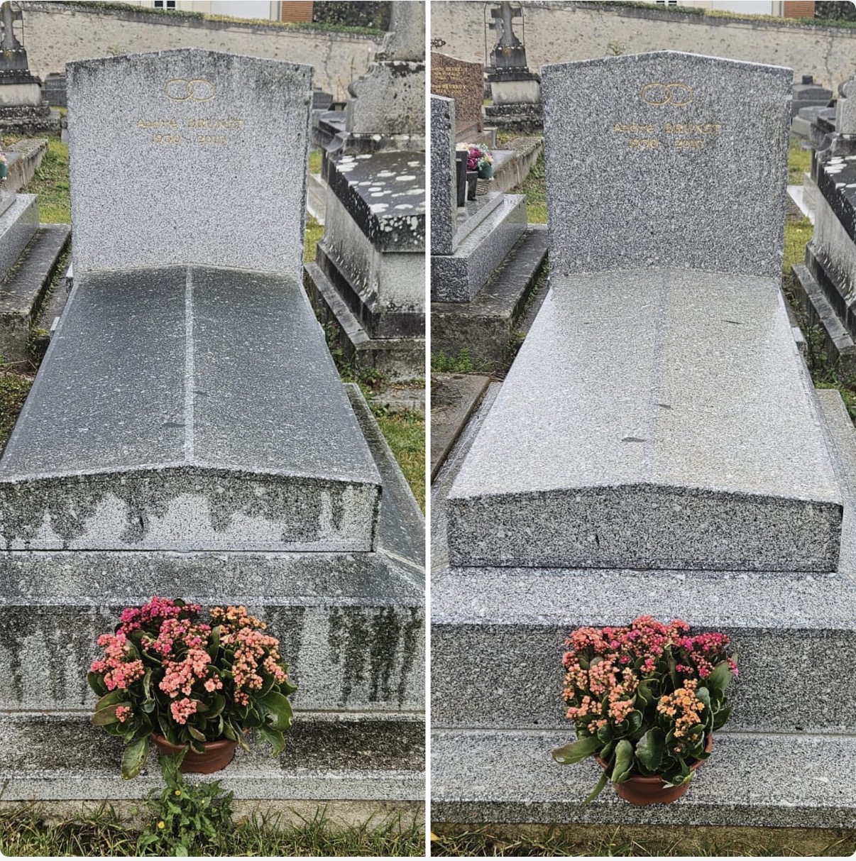 Granite headstone polished and brightened