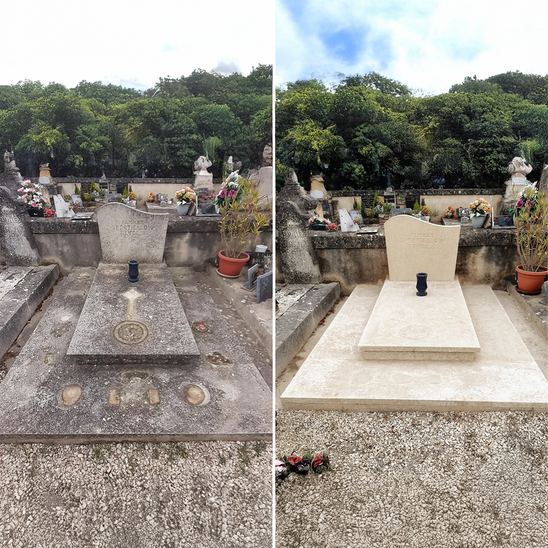 Stone slab cleaned and refreshed