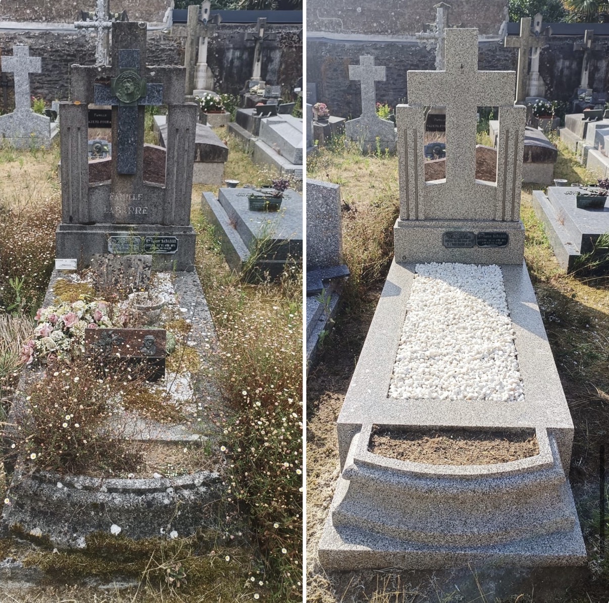 Family tomb restored with fresh white gravel